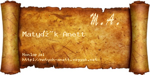 Matyók Anett névjegykártya